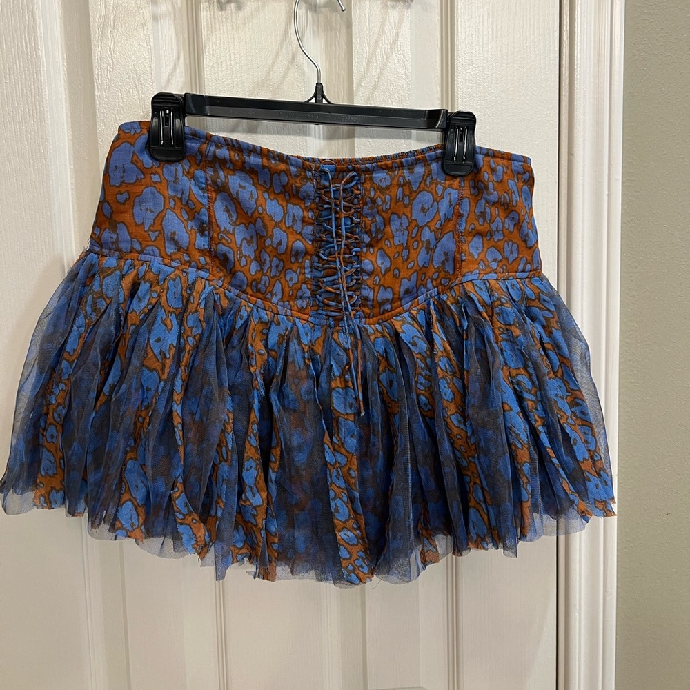 Free people Blue and Brown Patterned Women's Skirt
